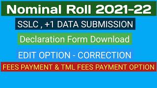 SSLC Nominal roll 202122 updation in dge portal payment option for TML and fees latest news [upl. by Hakim223]