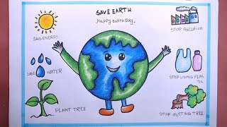 How To Draw Save Earth easySave Earth Drawinghow to draw world environment day [upl. by Mathilde378]