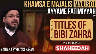 Shaheedah  Titles of Bibi Zahra sa  Khamsa e Majalis  Maulana Syed Mohammad Zaki Hasan [upl. by Rashida]