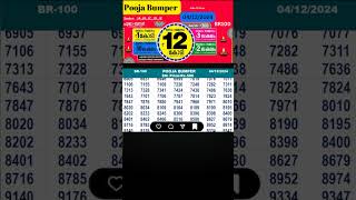 POOJA BUMPER BR100  04122024 TODAY KERALA LOTTERY RESULT TODAY POOJA BUMPER LOTTERY FULL RESULT [upl. by Rolph]