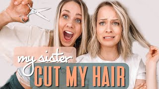 I let my sister CUT MY HAIR At home haircut tutorial  Kayley Melissa [upl. by Virnelli]