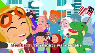 LAGU JALUR GEMILANG Video Animation Captain Dino with LyricHD2022 [upl. by Denis]