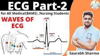 ECG Part 2nd Electrocardiography Waves in Hindi  for Medical BAMS Nursing  Pharmacy Students [upl. by Aihsilat527]