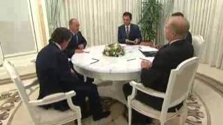 Sep 19 2012 RussiaPutin meets heads of Rosneft and BP [upl. by Yedorb925]