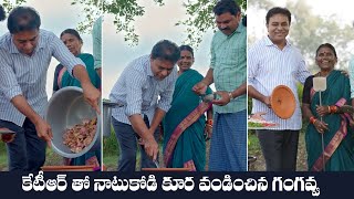 Minister KTR Cooking Natukodi Chicken Curry With Gangavva  Manastars [upl. by Rhodia890]