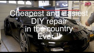 Porsche 997 turbo engine lidfrunk lift support  Cheapest Easiest DIY repair ever [upl. by Nuli]