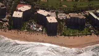 HDKaanapali Beach and Black Rock Beach Westin Sheraton by airplane  Maui Hawaii [upl. by Assirrac]