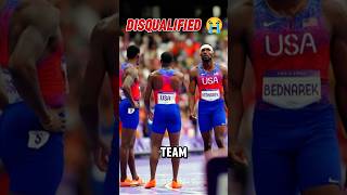 US Men’s 4x100m Relay Team Disqualified at Paris 2024 🚫 [upl. by Nwahshar674]