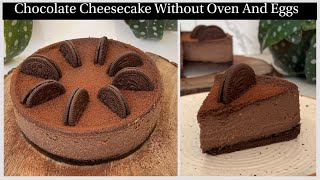 Best Eggless Chocolate Cheesecake In kadai With Homemade Cream Cheese  No Oven No Eggs Cheesecake [upl. by Anide]