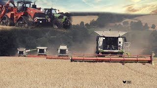 Gersteernte 2017  5 GIGANTEN im Einsatz  Agriculture Germanyy [upl. by Aihsena]