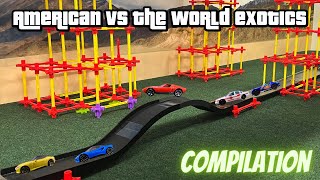 DIECAST CARS RACING TOURNAMENT  AMERICAN VS WORLD EXOTIC CARS COMPILATION [upl. by Arlinda819]