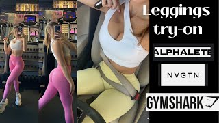 MY FAVORITE LEGGINGS  tryon NVGTN ALPHALETE  GYMSHARK [upl. by Adnelg318]