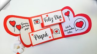 🌺Tarjeta corazón plegable para el día de del padre🌺 Fathers Day Card Handmade Easy  Especial papá [upl. by Wye833]