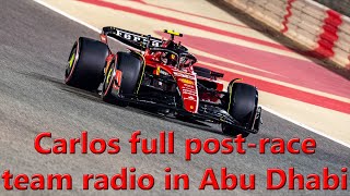 Carlos Sainz team radio after retiring Ferrari SF23 car in 2023 F1 Abu Dhabi GP [upl. by Topper55]