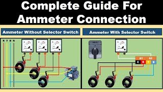 Ammeter Connection with Selector switch  Ammeter connection Diagram  Electrical Technician [upl. by Xantha]