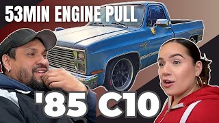 He said 53min to pull the engine on this 85 C10 squarebody  gf of a truck guy [upl. by Eyssej]