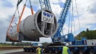 Felbermayrs Liebherr LR16002 crawler crane  382t vessel lift at Vienna harbour [upl. by Jaf]