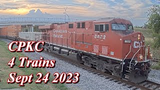 CPKC 4 Trains past Live Train Cam Sept 24 2023 [upl. by Yule]