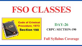 SECTION190 COGNIZANCE OF OFFENCES BY MAGISTRATE  FSO CLASS [upl. by Eked]