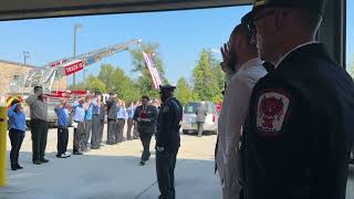 Ashes of fallen Pa fire officer carried into his memorial at station where he started career [upl. by Acinorahs180]