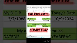 Master the DATEDIF Function Calculate Months in Excel excelshorts exceltips shorts datedif [upl. by Apoor]