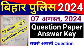 Bihar Police Question Paper Answer Key 7 August 2024  Bihar Police Original Question Paper 7 August [upl. by Enortna]