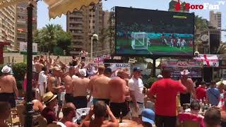 ENGLAND FANS IN BENIDORM SING SWEET CAROLINE AND THE NATIONAL ANTHEM [upl. by Humbert]