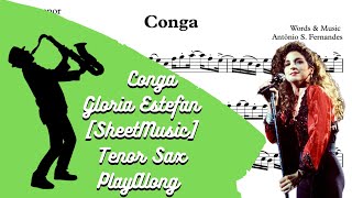 Conga  Gloria Estefan SheetMusic Tenor Sax PlayAlong [upl. by Madelle126]