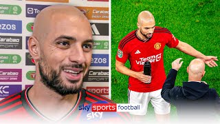 I will even play as a goalkeeper 😅  Sofyan Amrabat reacts to his full debut for Man United [upl. by Aiekal]