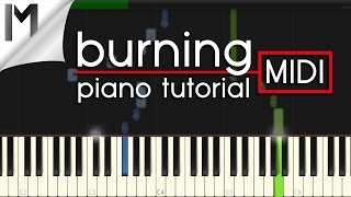 Burning  Ludovico Einaudi  Original Piano Tutorial MIDI [upl. by Brightman]