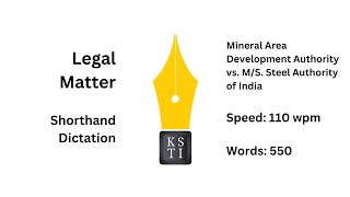 Legal Matter Shorthand Dictation 110 wpm Mineral Area Development Authority vs MS Steel Authority [upl. by Etnaik754]