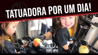 APRENDENDO TATUAGEM TATUADORA MIRIM POR UM DIA FILIPE LOPES [upl. by Byrom718]