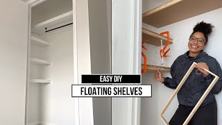 EASY DIY FLOATING ALCOVE SHELVES FOR BEGINNERS  Shade Shannon [upl. by Garneau]