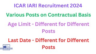 ICAR IARI Various Posts Recruitment 2024  Latest Jobs Notifications [upl. by Eivi]