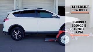 Loading a 20062018 Toyota RAV4 Onto a UHaul Tow Dolly [upl. by Mihalco]