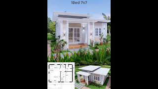 Small Granny Plans 7x7 with 1 Bedrooms Flat Roof homedesign housedesign houseplan simplehomeplan [upl. by Nicolella558]