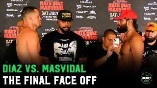 Nate Diaz vs Jorge Masvidal Final Face To Face quotThis whole things CAPquot [upl. by Tomaso]