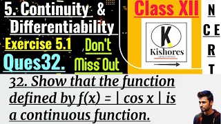 Continuity And Differentiability Class 12 Exercise 51 Q32 [upl. by Sivek851]