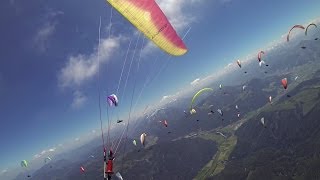 Busy race start with 120 pilots at paragliding competition [upl. by Nomyt]