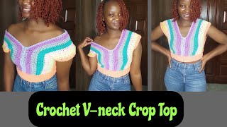 Crochet Vneck Crop TopCrochet Multicoloured Crop Top [upl. by Namyh]