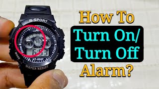 How To Turn On  Turn Off Alarm  4 Buttons Digital Sport Watch Alarm Setting [upl. by Leiruh]