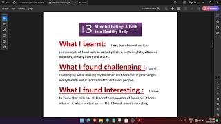 Science Curiosity class 6 Chapter3 Learners Diary Mindful Eating A path to Healthy Body [upl. by Aivatnuahs]