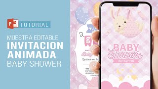 Como hacer una INVITACIÓN ANIMADA o VIDEO INVITACION para BABY SHOWER en powerpointEDITABLE GRATIS [upl. by Xyno]