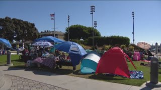 San Diegans camp out all day long downtown to catch Big Bay Boom [upl. by Dunc]