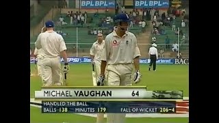 Michael Vaughan out Handling the ball Rare Incident India v England 2001 [upl. by Rab]