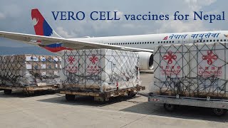 China Aid  Sinopharms Vero Cell vaccines brought to Nepal by the flag carrier of Nepal [upl. by Lyj]