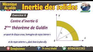 Centre d’inertie G un quart de disque creux homogène de rayon interne r1 et externe r2 exercice 6 [upl. by Treiber]