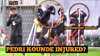 Lewandowskis Reaction After Pedri Hits His Nose Against Koundes Head During Barcelonas Tranning [upl. by Schwartz]