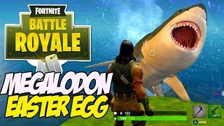 Fortnite Battle Royale MEGALODON Easter egg  Giant Shark found [upl. by Suruat]