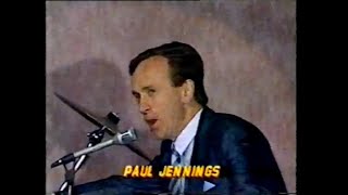 Paul Jennings  Impersonator  1986 North Melbourne Breakfast VFL [upl. by Tonina]